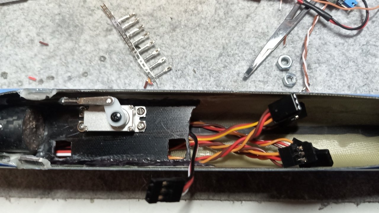 Cables trimmed and crimped with servo connectors